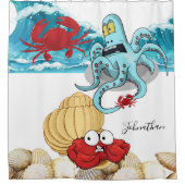 Duschvorhang Ozeanwellen Krabbenbäume Muscheln Kra (Vorderseite)