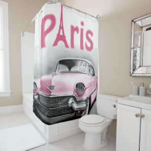Duschvorhang Paris Frankreich, rosa Auto