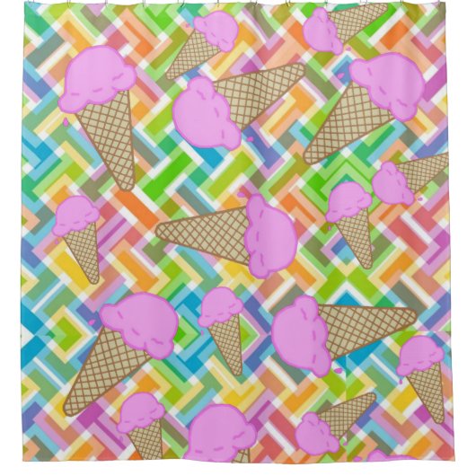 Duschvorhang Pastel Zickzack rosa Eiscreme Cones (Vorderseite)