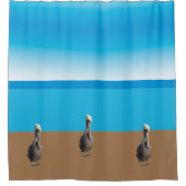 Duschvorhang - Pelikane am Strand (Vorderseite)