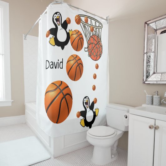 Duschvorhang Penguin Basketball (Beispiel)