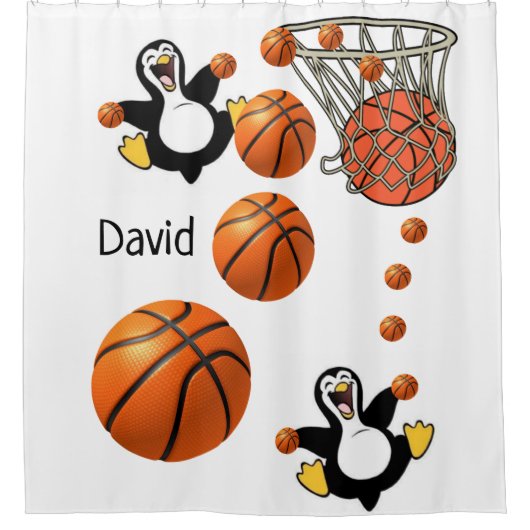 Duschvorhang Penguin Basketball (Vorderseite)
