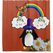 Duschvorhang Pinguin Butterfly Bläschen Regenbogen (Vorderseite)