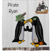 Duschvorhang Pinguin Pirate Patch Boot (Vorderseite)