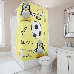 Duschvorhang Pinguin Soccer Ball Goal