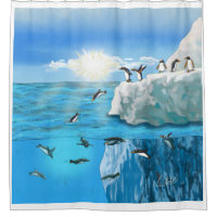 Duschvorhang Pinguine