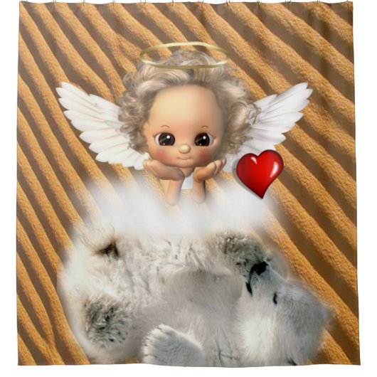 Duschvorhang Polar Bear Engel (Vorderseite)