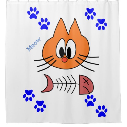 Duschvorhang Prints Katzenfische Knochen (Vorderseite)