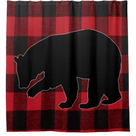 Duschvorhang Red Buffalo Kariert Bear Black (Vorderseite)