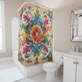 Duschvorhang Regenbogen Blume Stickereien (Beispiel)