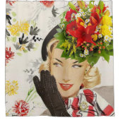 Duschvorhang Retro Frau Floral (Vorderseite)