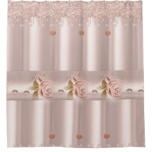 Duschvorhang Rosa Glitzer Tropfen (Vorderseite)