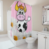 Duschvorhang rosa Kuh Weiße Daisy (Beispiel)