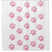 Duschvorhang rosa Paw Prints Cat Dog (Vorderseite)