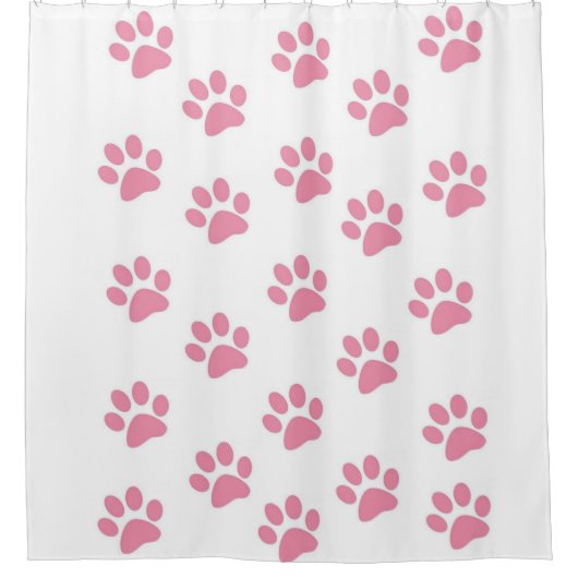 Duschvorhang rosa Paw Prints Cat Dog (Vorderseite)