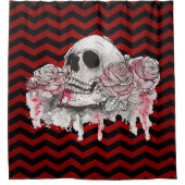 Duschvorhang Rose Gotische Zickzack Rot (Vorderseite)