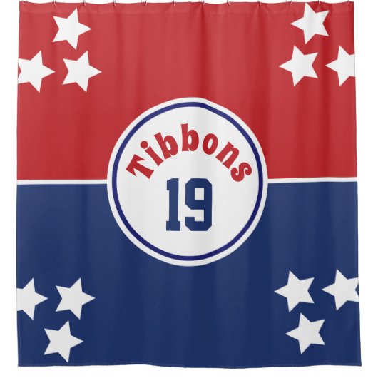 Duschvorhang Rot und Blau (Vorderseite)