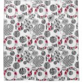 Duschvorhang, rot und schwarz, Fliesen, Patchwork Duschvorhang (Vorderseite)