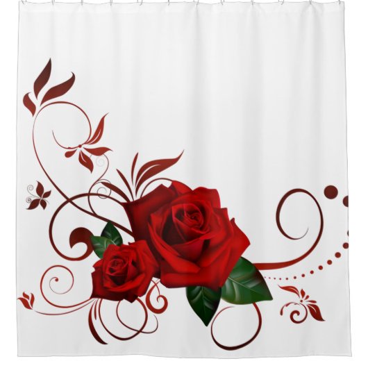 Duschvorhang Rote Rose (Vorderseite)