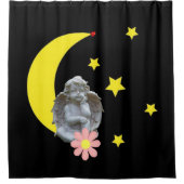 Duschvorhang schwarz gelben Mond Stars Engel (Vorderseite)