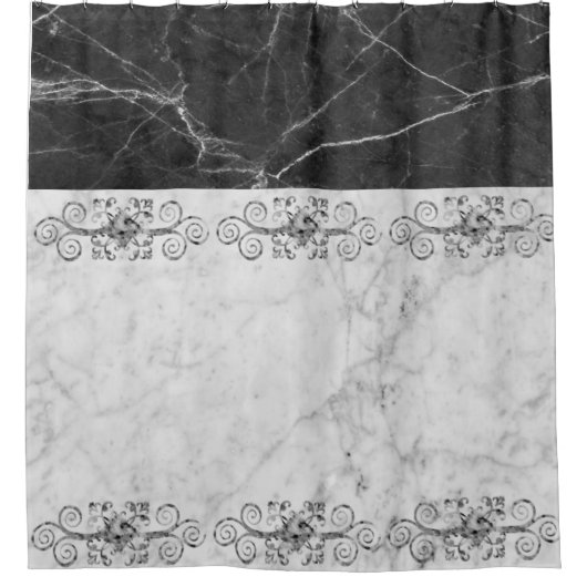 Duschvorhang Schwarz-Weiß-Marmor (Vorderseite)