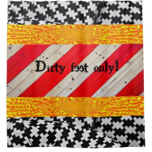 Duschvorhang Schwarz-weiß rot gelb (Vorderseite)