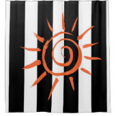 Duschvorhang Schwarz-Weiß Streifen Orange Star (Vorderseite)