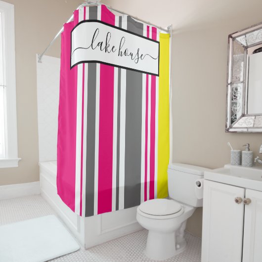 Duschvorhang - Streifen aus der Strandhütte (rosa) (Beispiel)