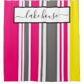 Duschvorhang - Streifen aus der Strandhütte (rosa) (Vorderseite)