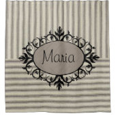 Duschvorhang Streifen Beige Schwarz (Vorderseite)