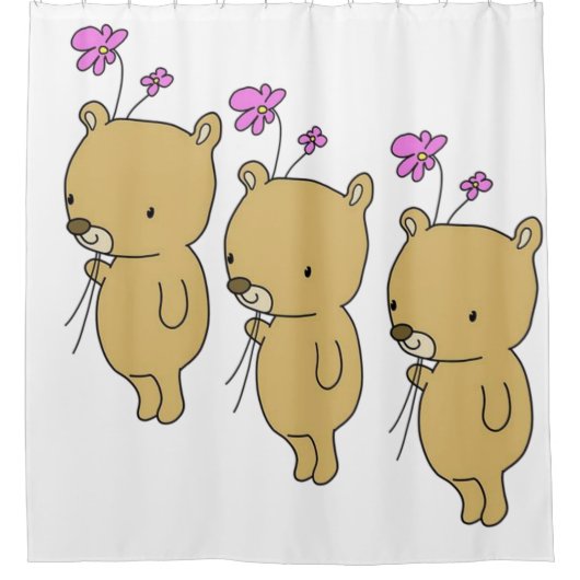 Duschvorhang Teddy Bären Blumen (Vorderseite)