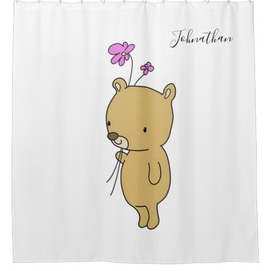 Duschvorhang Teddy Bären Blumen (Vorderseite)