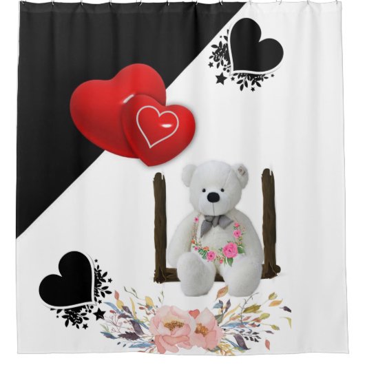 Duschvorhang Teddy Bären Blumen (Vorderseite)