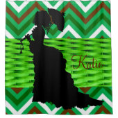 Duschvorhang Viktorianische Frau Grün Zickzack (Vorderseite)