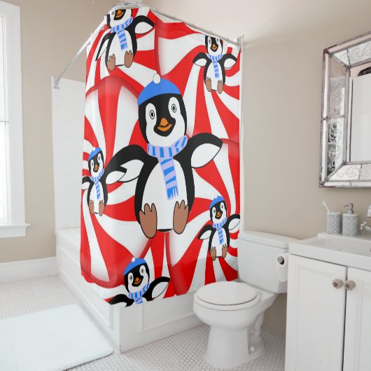 Duschvorhang Weihnachtspenguin (Beispiel)