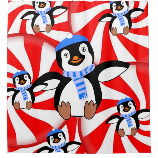 Duschvorhang Weihnachtspenguin (Vorderseite)