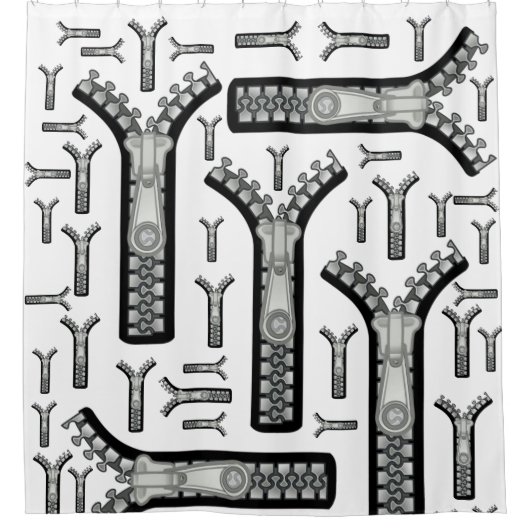 Duschvorhang weiße Zipper (Vorderseite)