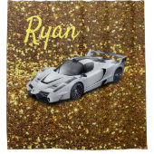 Duschvorhang White Racecar Gold (Vorderseite)