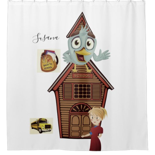 Duschvorhang zurück zum Schullehrer-Bus (Vorderseite)