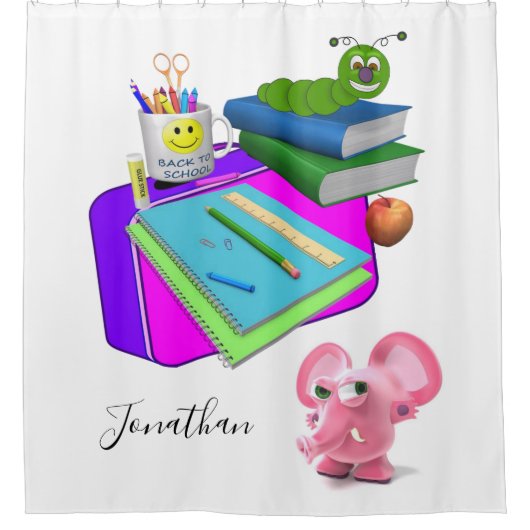 Duschvorhang zurück zur Schule Rosa Schweinewurm (Vorderseite)