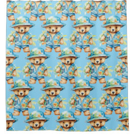 Duschvorhänge aus dem blauen Teddy-Bären Duschvorhang