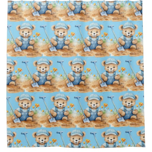 Duschvorhänge aus dem blauen Teddy-Bären Duschvorhang (Vorderseite)