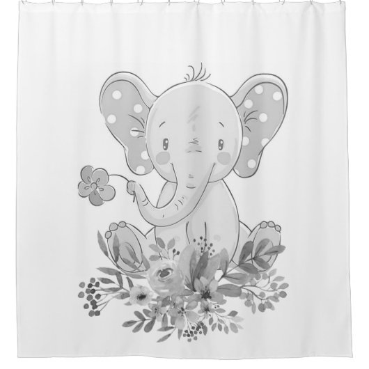 Duschvorhänge Elephant Floral Duschvorhang (Vorderseite)