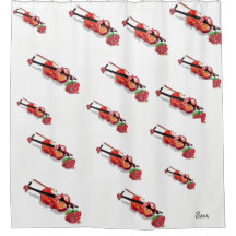 Duschvorhänge Geige und Rose