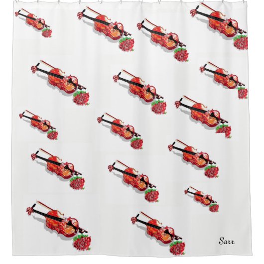 Duschvorhänge Geige und Rose Duschvorhang (Vorderseite)