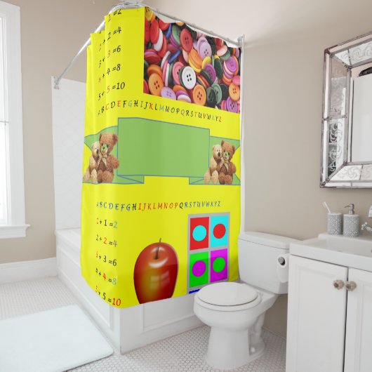 Duschwand Alphabet Duschvorhang (Beispiel)