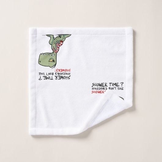 Duschzeit? Funny T-Rex Dinosaur Cartoon Badhandtuch Set (Waschlappen)