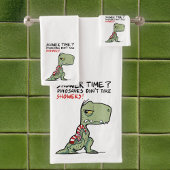 Duschzeit? Funny T-Rex Dinosaur Cartoon Badhandtuch Set