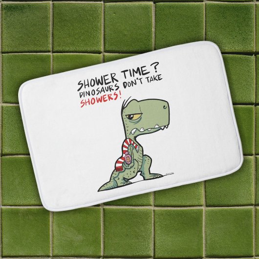 Duschzeit? Funny Towel T-Rex Dinosaur Cartoon Badematte