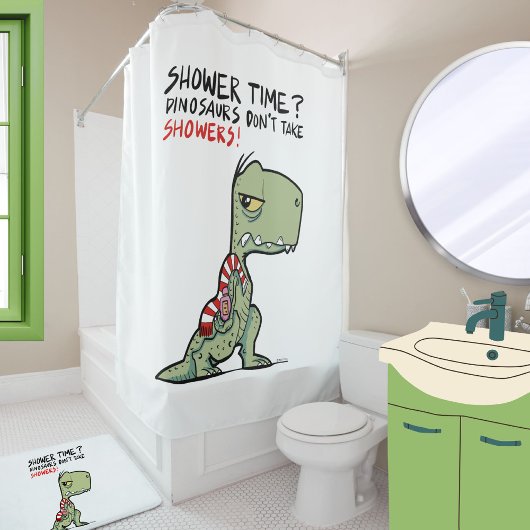 Duschzeit? Funny Towel T-Rex Dinosaur Cartoon Duschvorhang